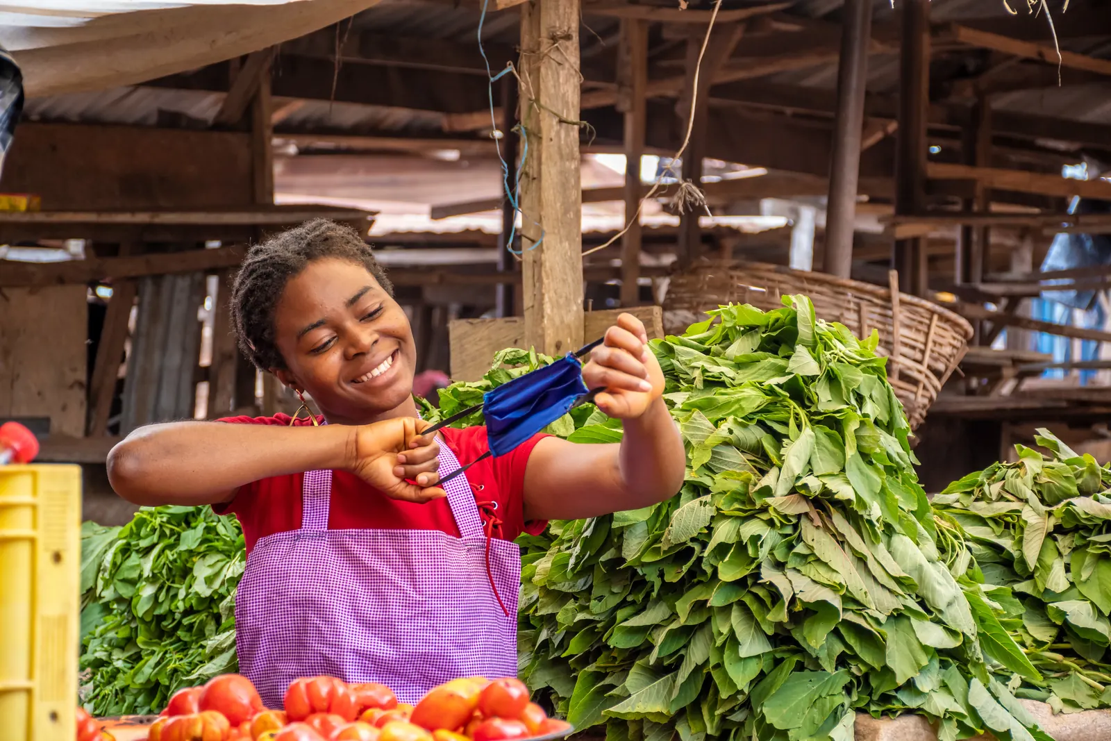 Un étal de légumes au marché